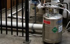 A steel liquid nitrogen dewar